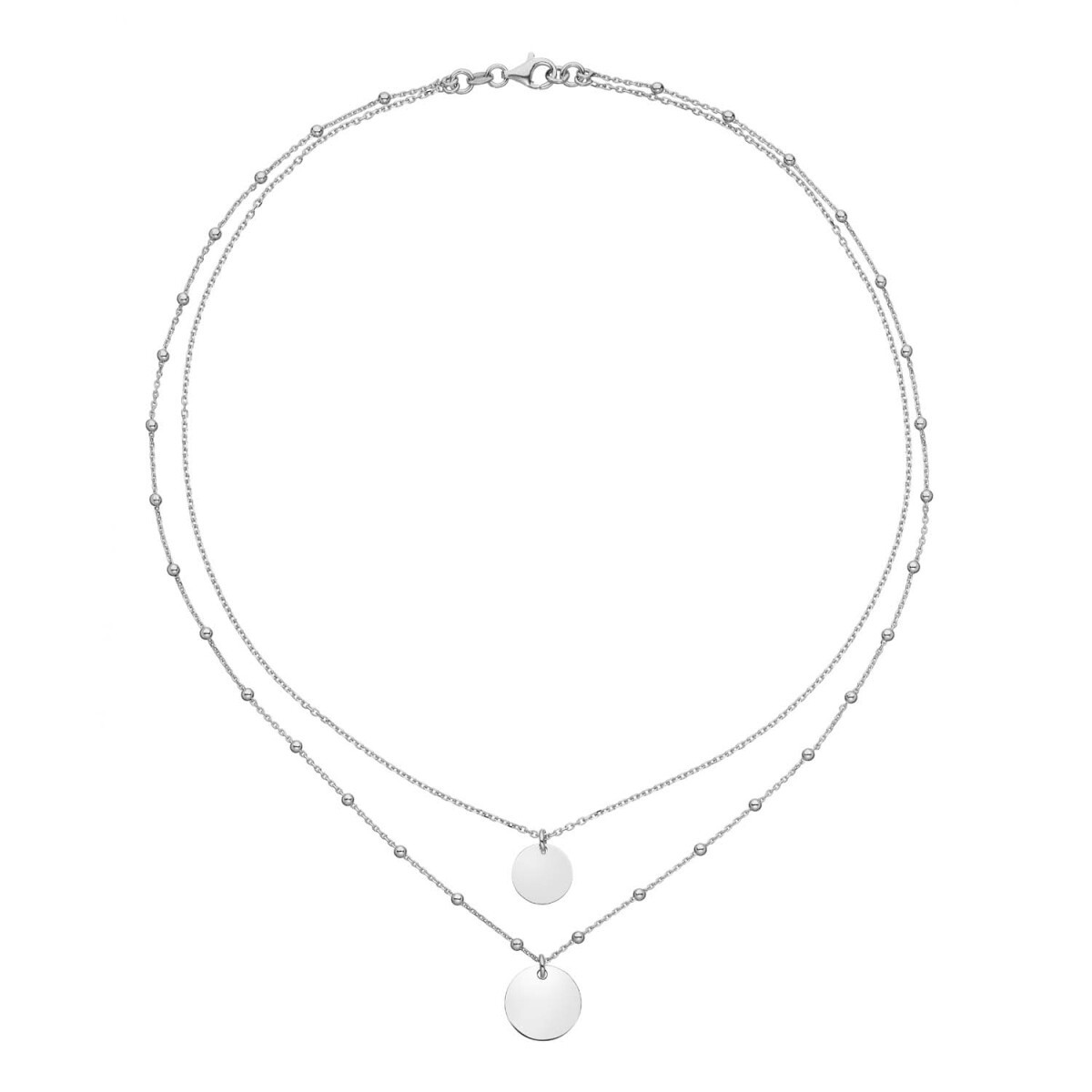 GLOW 102.0741.45 zilveren ketting met hanger ronde bolletjes 15 mm - Lengte 42-45 cm
