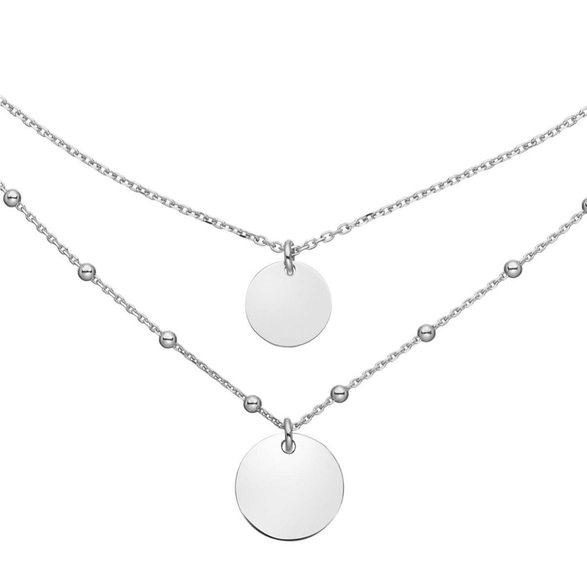GLOW 102.0741.45 zilveren ketting met hanger ronde bolletjes 15 mm - Lengte 42-45 cm