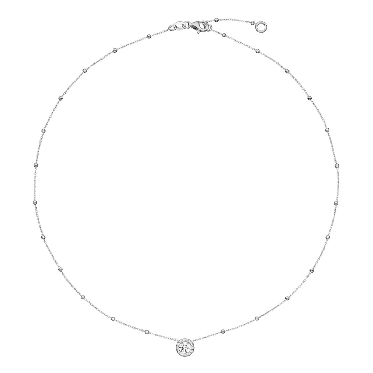 GLOW 102.0747.45 zilveren ketting met hanger zirkonia 8 mm - Lengte 42-45 cm