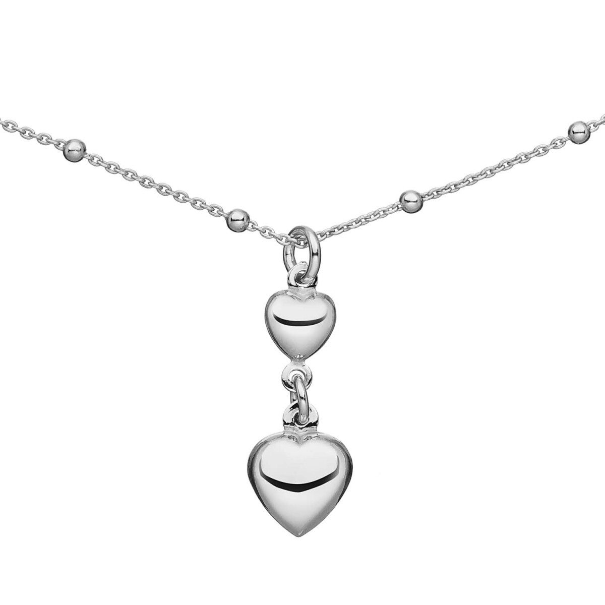 GLOW 102.0754.45 zilveren ketting met hanger hartjes 22 mm - Lengte 42-45 cm
