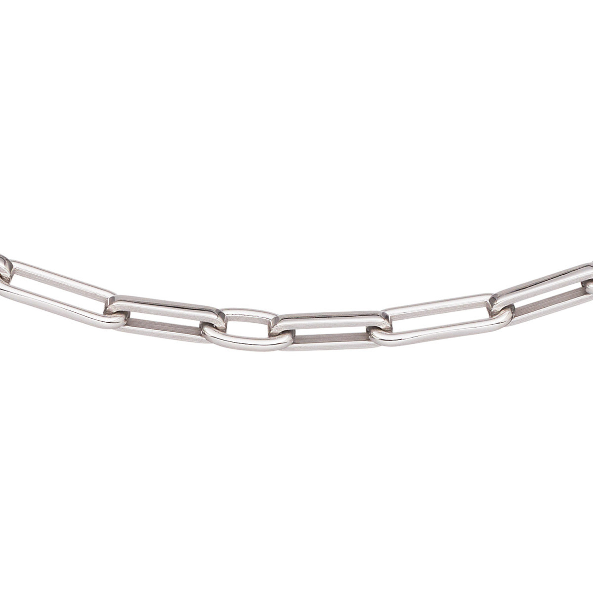 GLOW 102.0991.45 glanzende zilveren paperclip schakelketting 5 mm breed - Lengte 45 cm