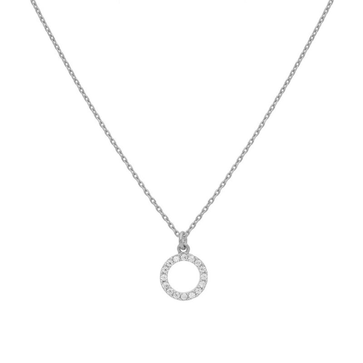 GLOW 102.1030.42 zilveren ketting met hanger ronde zirkonia 1 mm breed - Lengte 42 cm