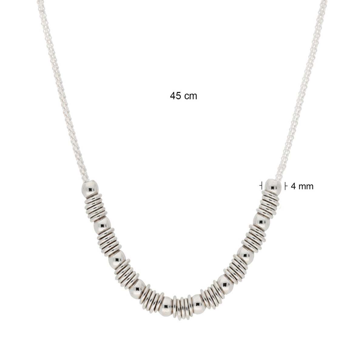 GLOW 102.1214.45 zilveren jasseron schakelketting 4 mm breed - Lengte 45 cm