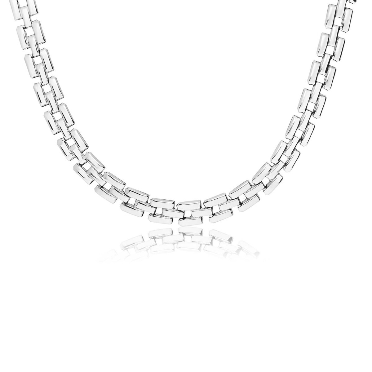 GLOW 102.1331.43 glanzende zilveren schakelketting overige schakels 7 mm breed - Lengte 43 cm