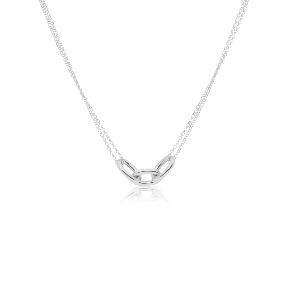 GLOW 102.2218.45 zilveren paperclip schakelketting voor hanger 2 mm breed - Lengte 45 cm