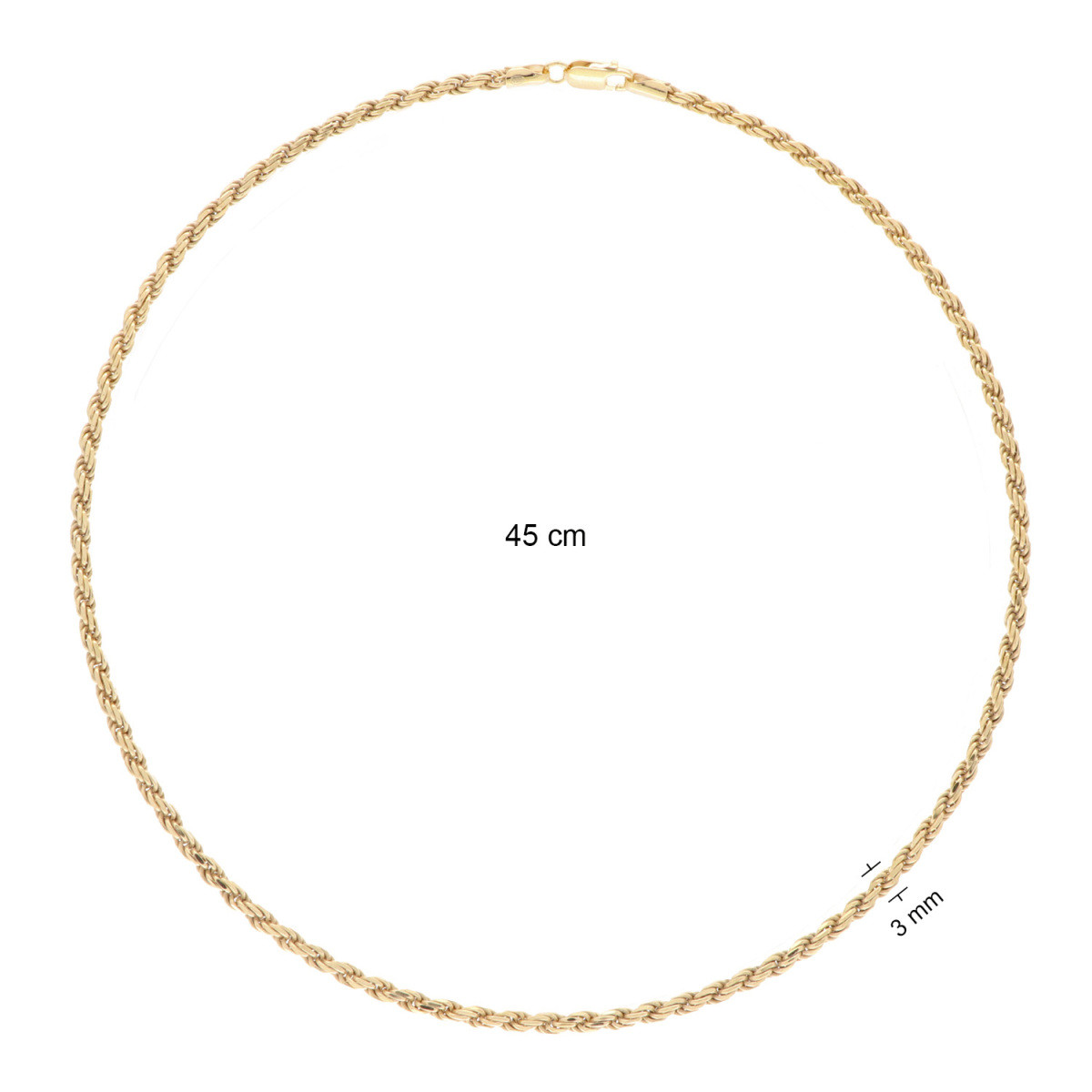 GLOW 102.8102.45 gold plated schakelketting met koordschakel 3 mm breed - Lengte 45 cm