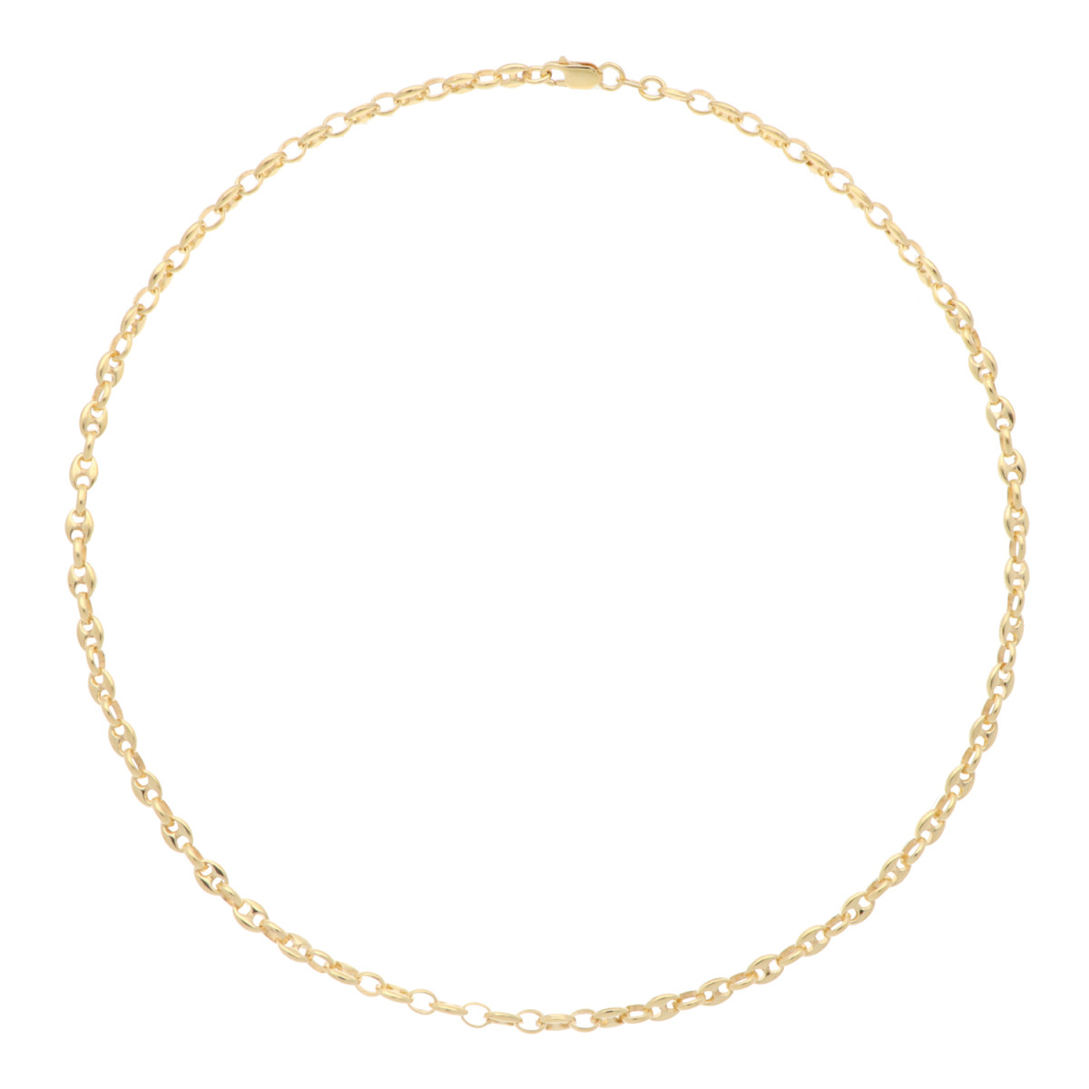 GLOW 102.8108.45 gold plated schakelketting met koffieboonschakel 4 mm breed - Lengte 45 cm