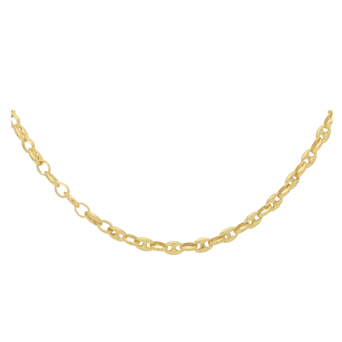 GLOW 102.8108.45 gold plated schakelketting met koffieboonschakel 4 mm breed - Lengte 45 cm