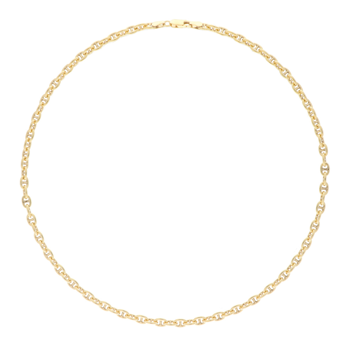 GLOW 102.8111.45 gold plated schakelketting met koffieboon schakel 5 mm breed - Lengte 45 cm