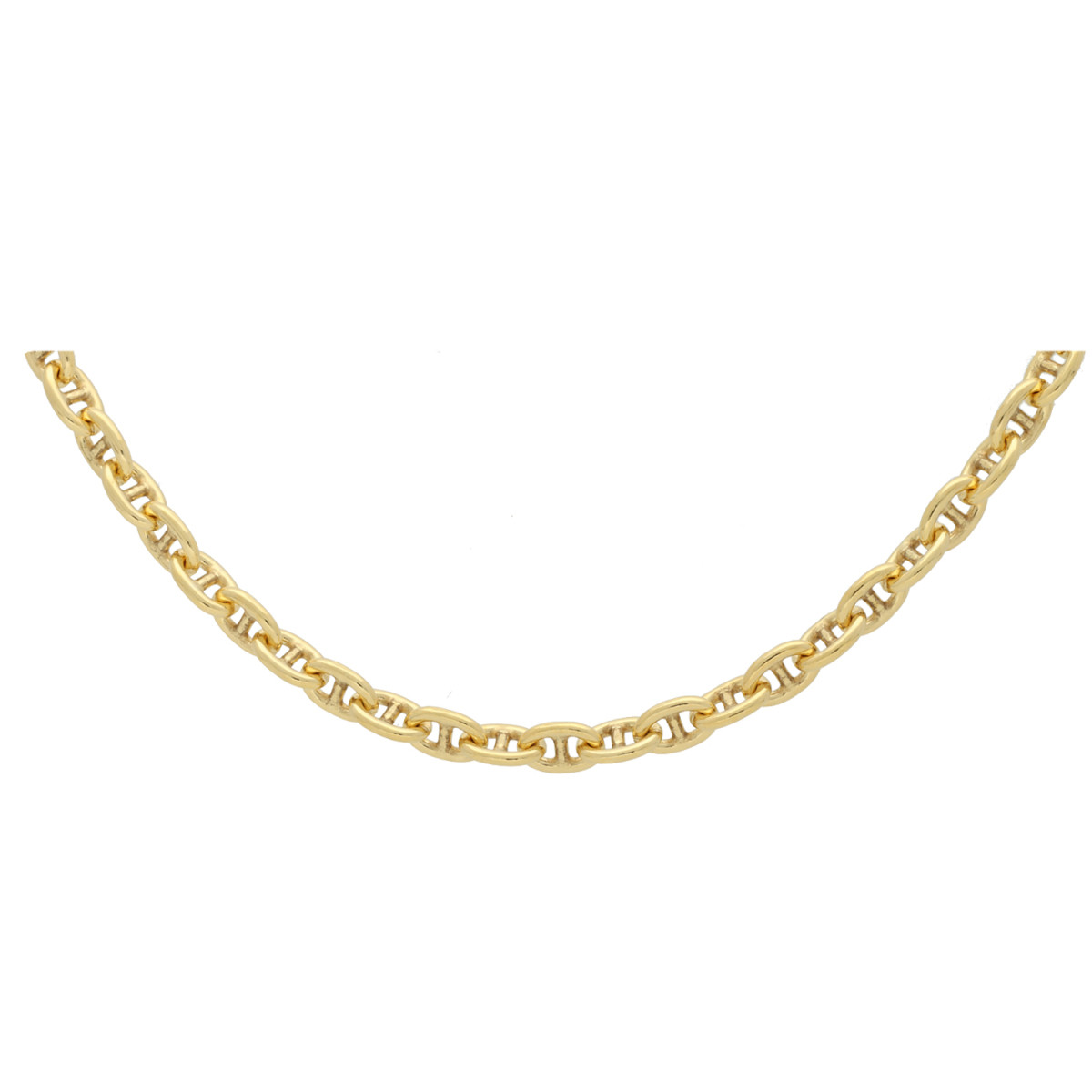GLOW 102.8111.45 gold plated schakelketting met koffieboon schakel 5 mm breed - Lengte 45 cm