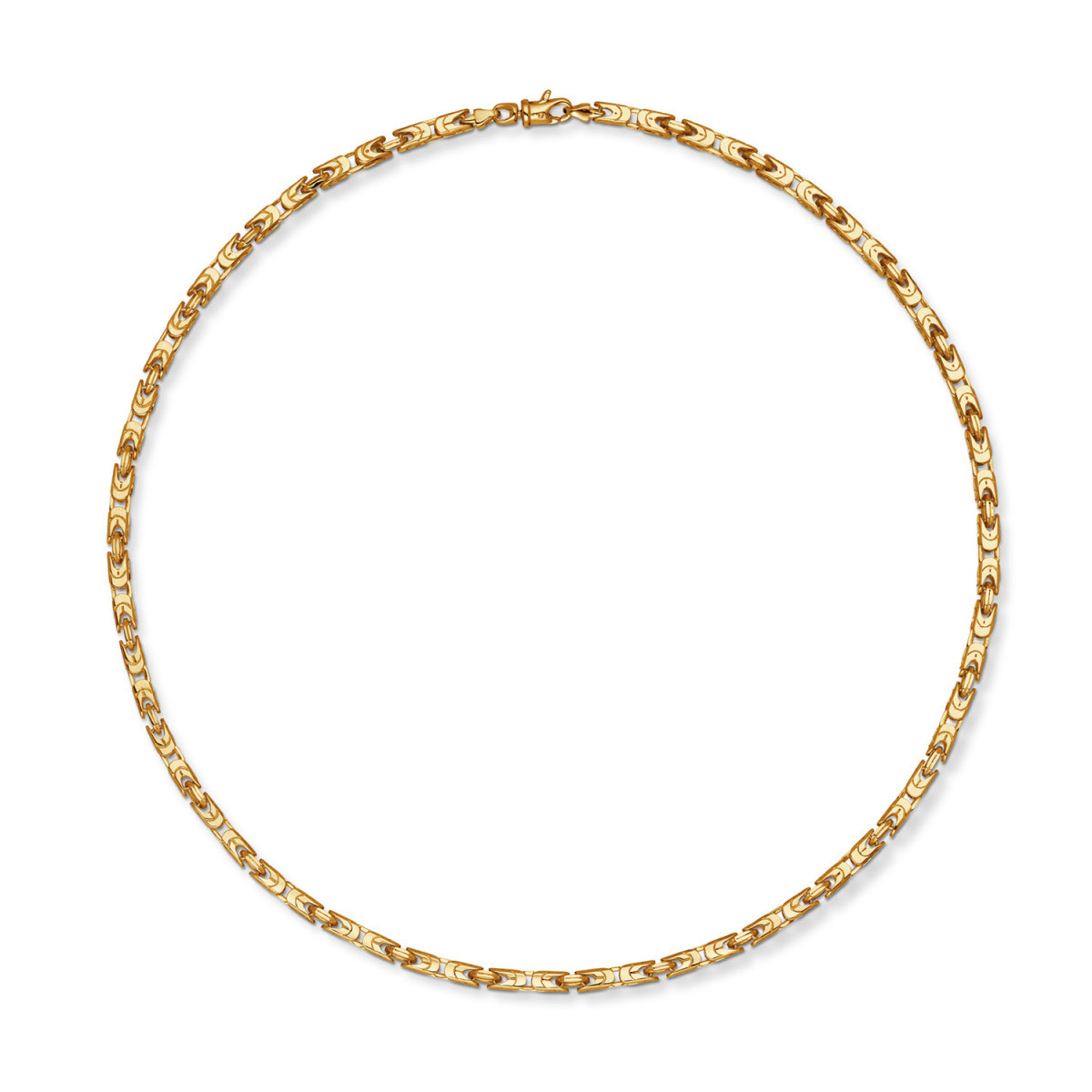 GLOW 102.8256.50 gold plated schakelketting met koningsschakel 3 mm breed - Lengte 50 cm