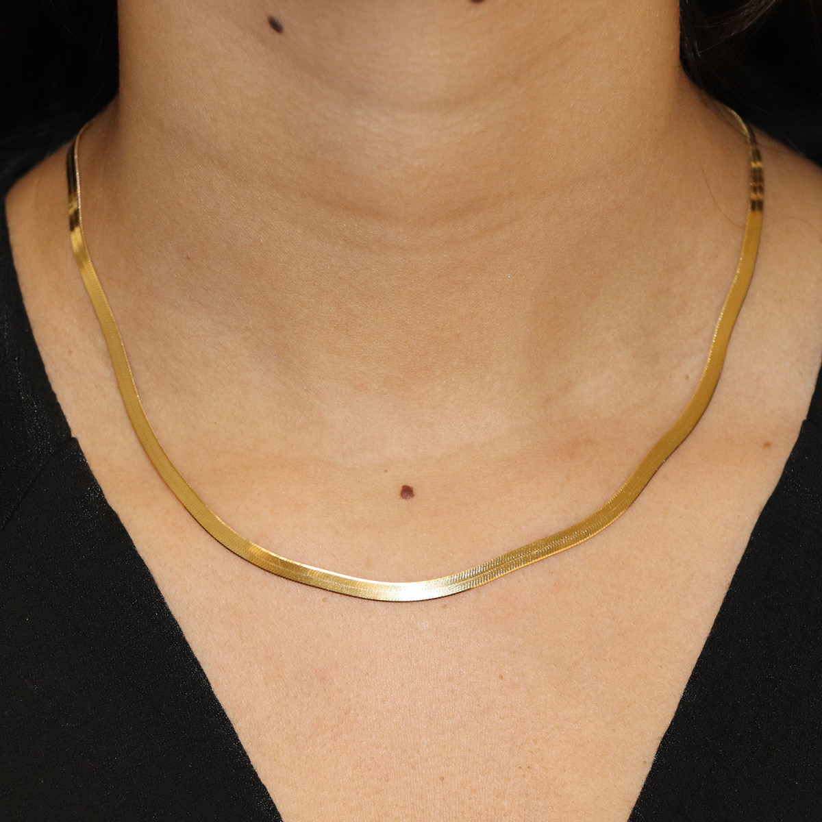 GLOW 102.8393.45 gold plated schakelketting met slangschakel 4 mm breed - Lengte 45 cm