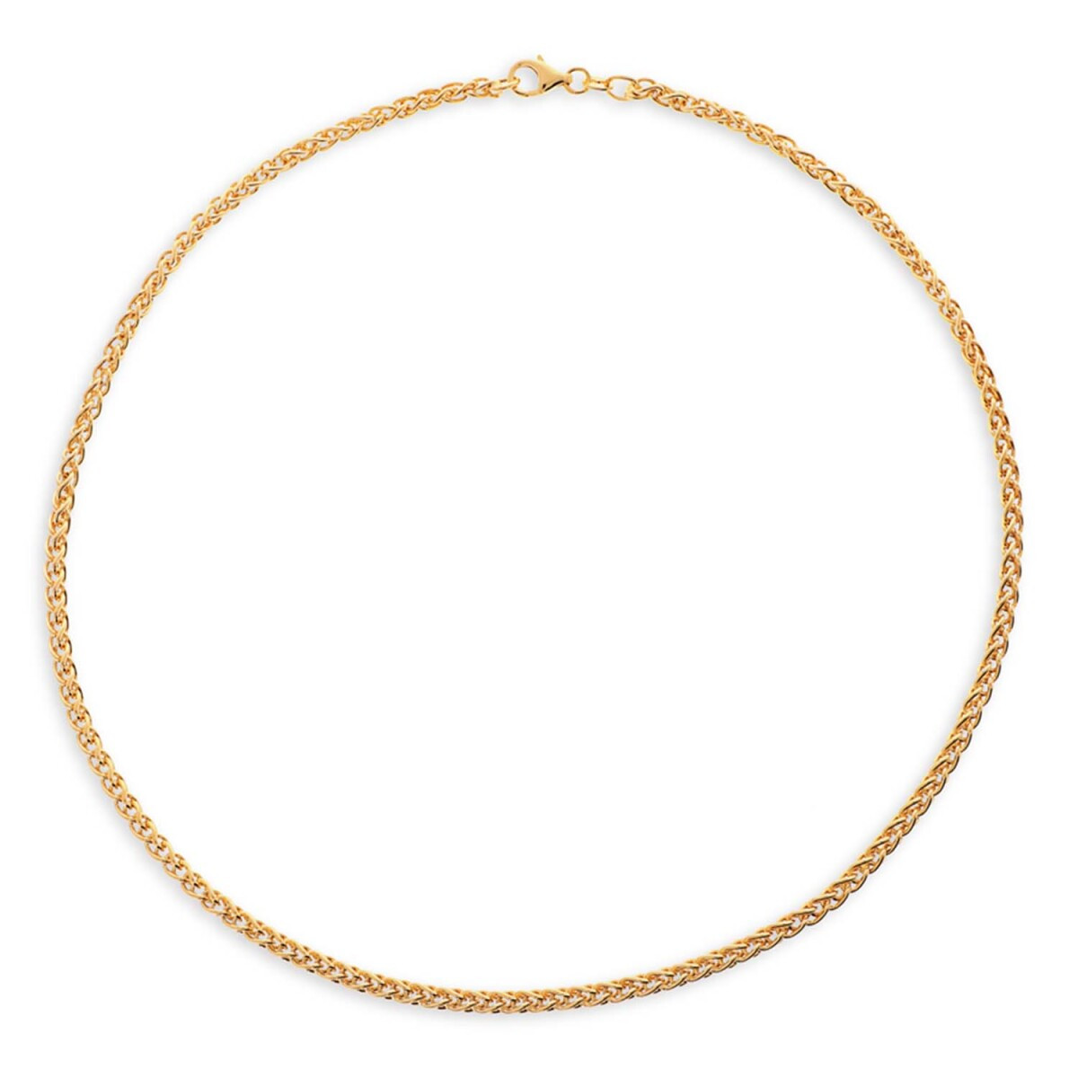 GLOW 102.8411.45 gold plated schakelketting met gevlochten vossenstaart 5 mm breed - Lengte 45 cm