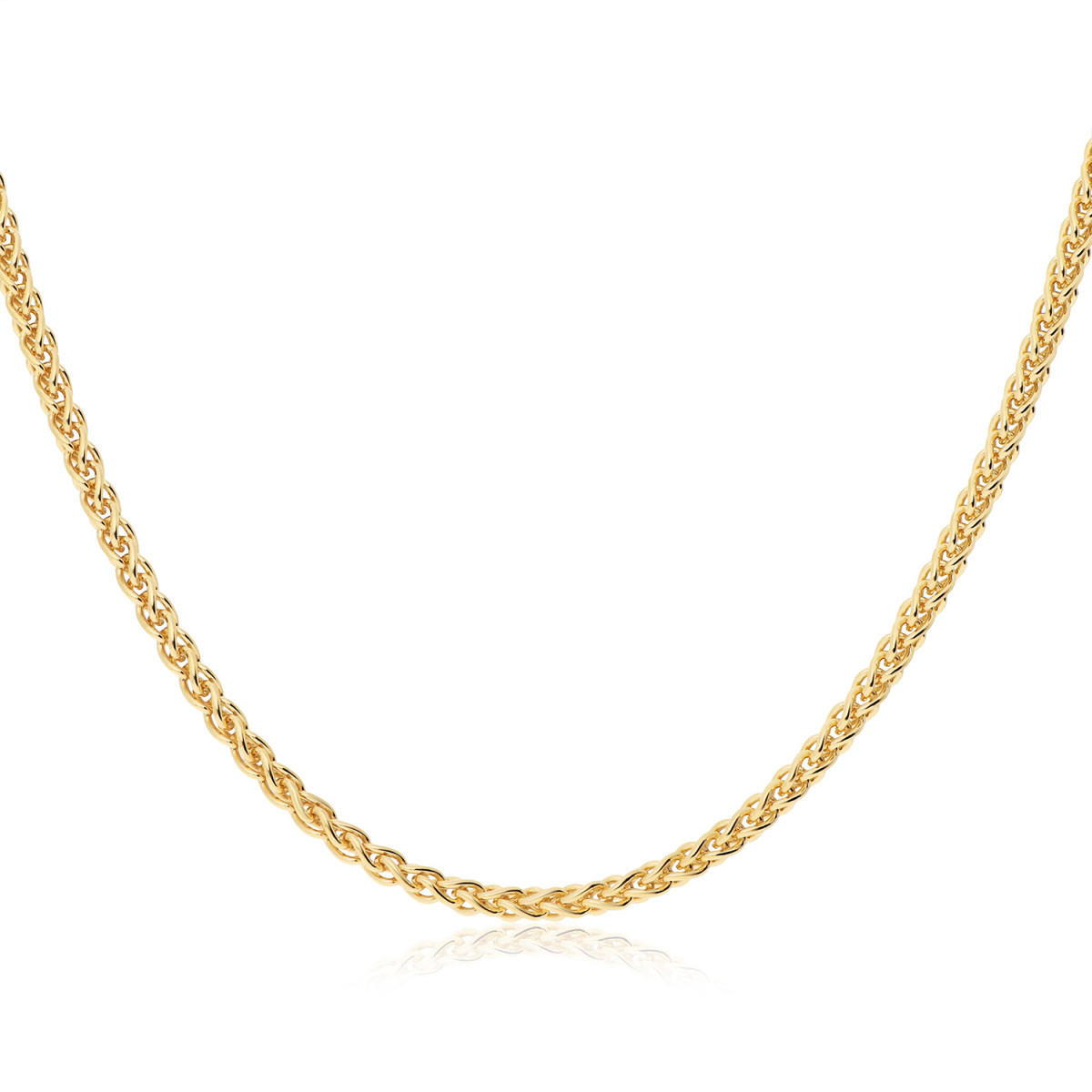 GLOW 102.8411.45 gold plated schakelketting met gevlochten vossenstaart 5 mm breed - Lengte 45 cm