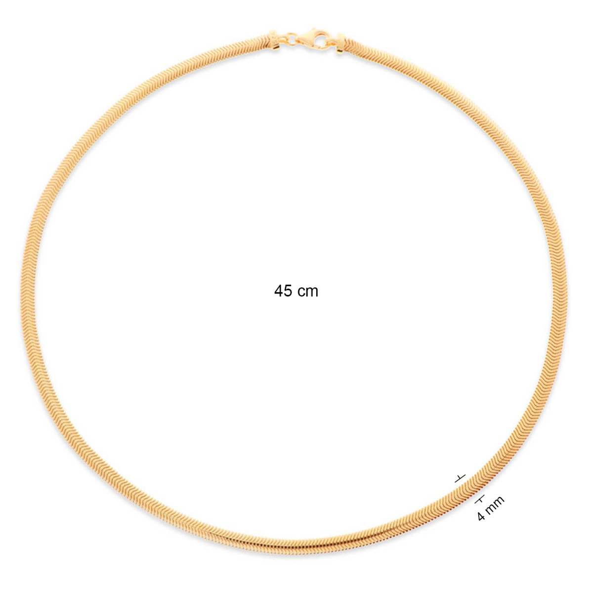 GLOW 102.8412.45 gold plated schakelketting met slangschakel 4 mm breed - Lengte 45 cm