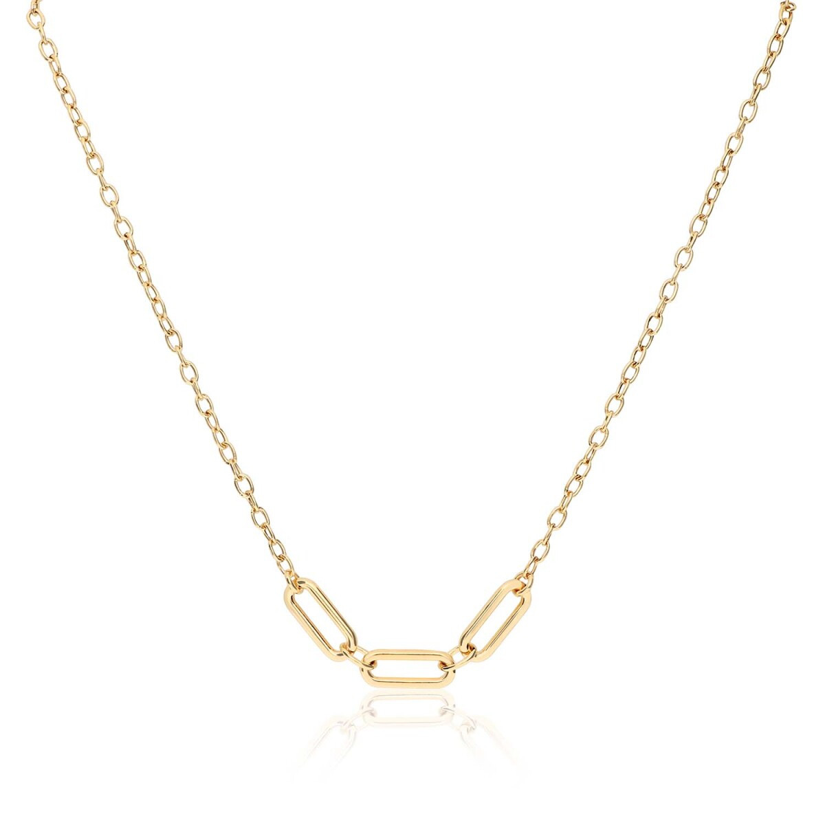 GLOW 102.8619.45 goudkleurige paperclip schakelketting 6 mm breed - Lengte 45 cm