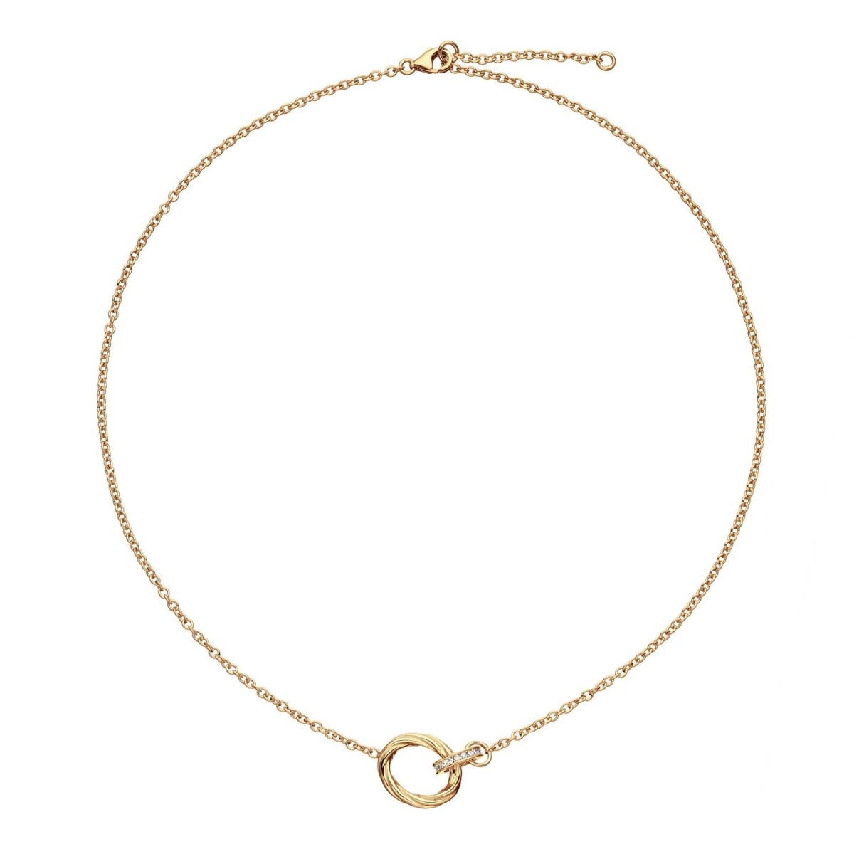 GLOW 102.8684.45 gold plated ketting met hanger rond en zirkonia 22 mm - Lengte 42-45 cm