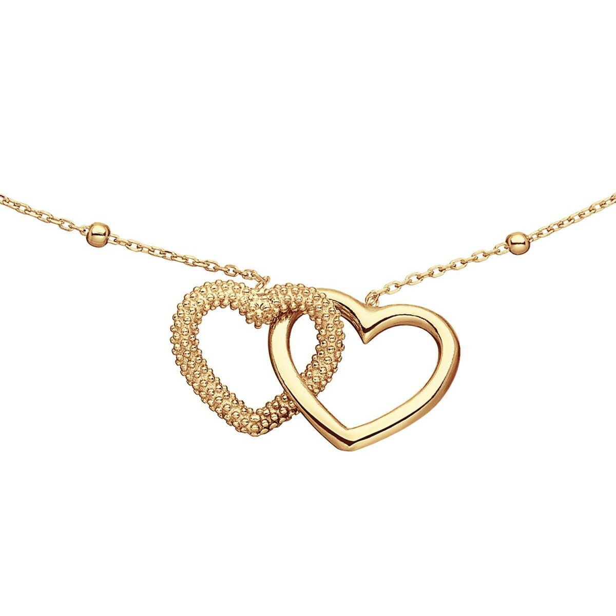 GLOW 102.8693.45 gold plated ketting met hanger hartje met zirkonia 13 mm breed - Lengte 42-45 cm