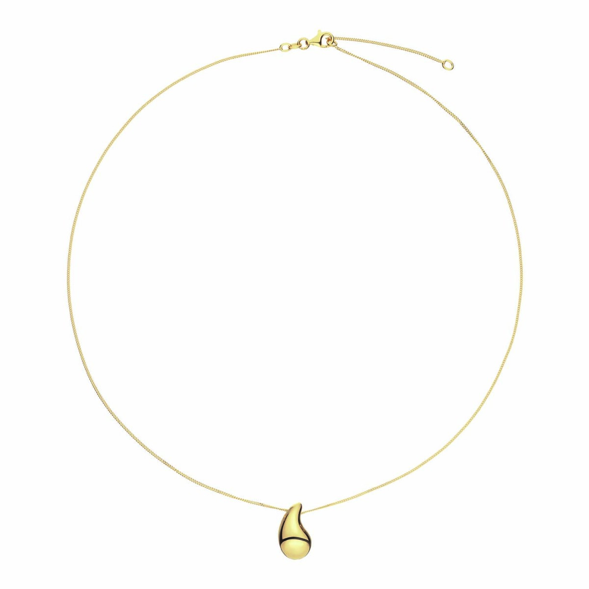 GLOW 102.8697.45 gold plated ketting met druppelvormige hanger 22 mm - Lengte 55-60 cm