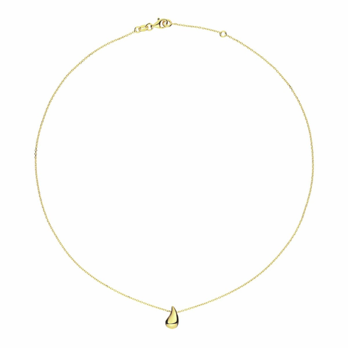 GLOW 102.8698.45 gold plated ketting met druppelvormige hanger 10 mm - Lengte 42-45 cm