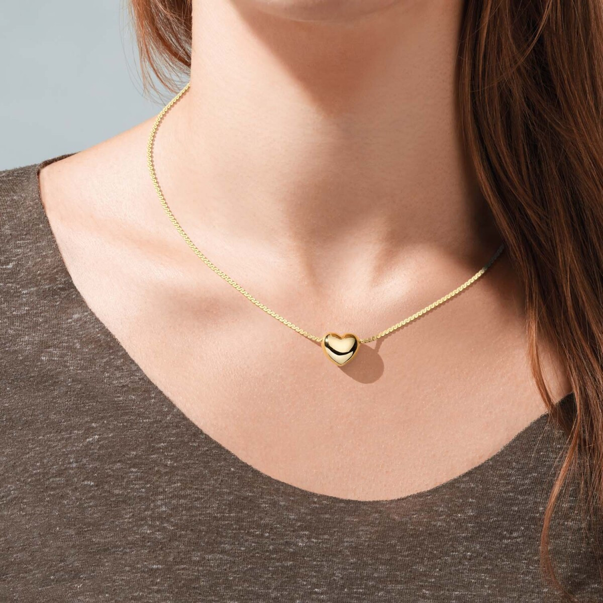 GLOW 102.8753.45 goudkleurige ketting met hartvormige hanger 11 mm - Lengte 45 cm