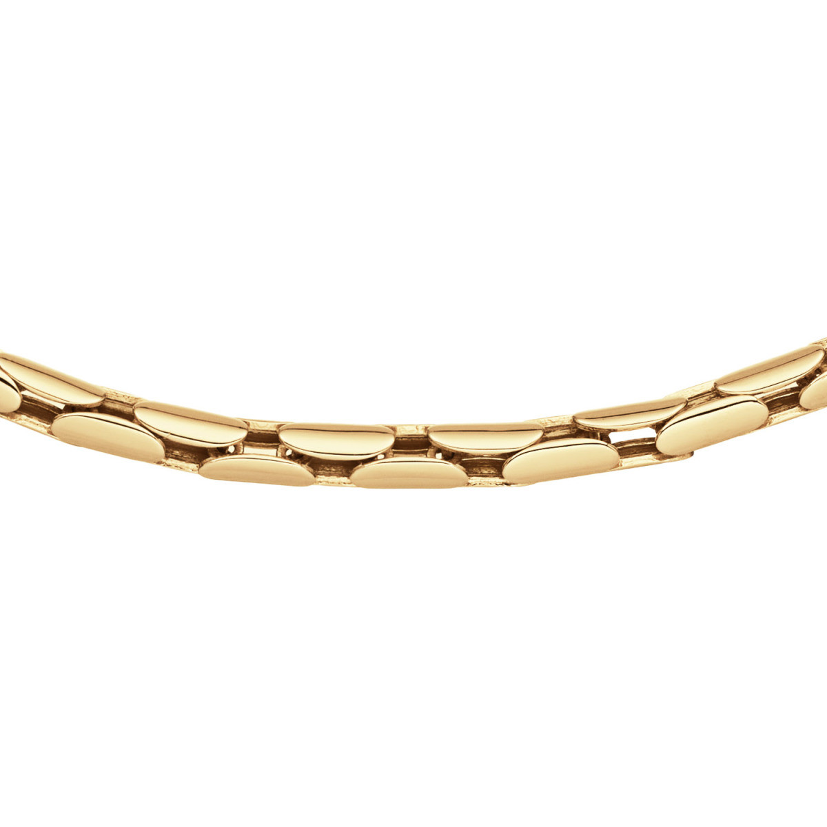 GLOW 102.8987.45 vergulde schakelketting met vossenstaartschakel 5 mm breed - Lengte 45 cm
