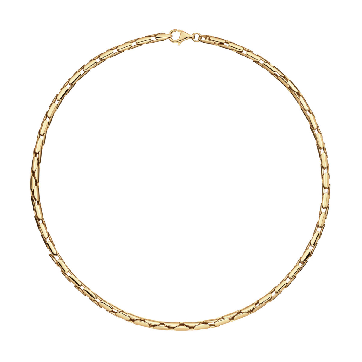 GLOW 102.8987.45 vergulde schakelketting met vossenstaartschakel 5 mm breed - Lengte 45 cm
