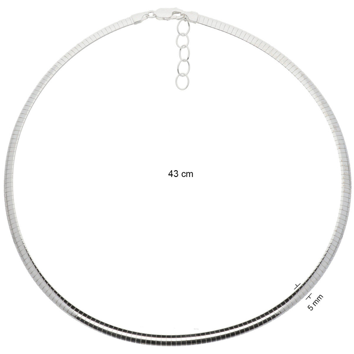 GLOW 103.7038.43 zilveren omega schakelketting 5 mm breed - Lengte 43 cm