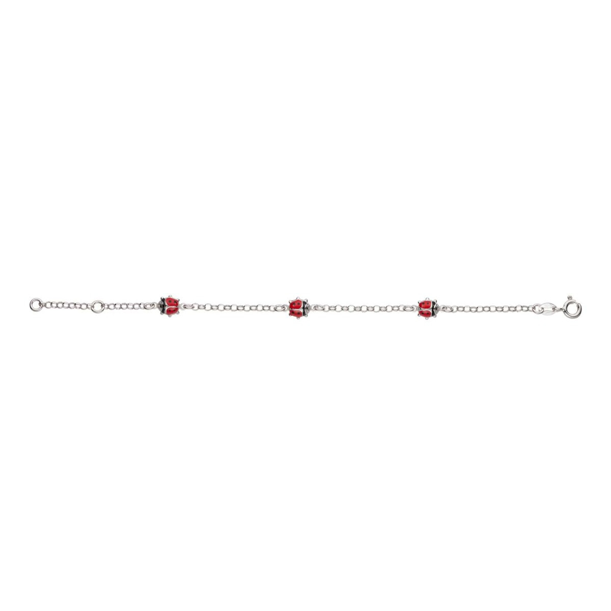 GLOW 104.0506.16 zilveren armband met hanger emaille lieveheersbeestjes 6 mm - Lengte 12-14 cm