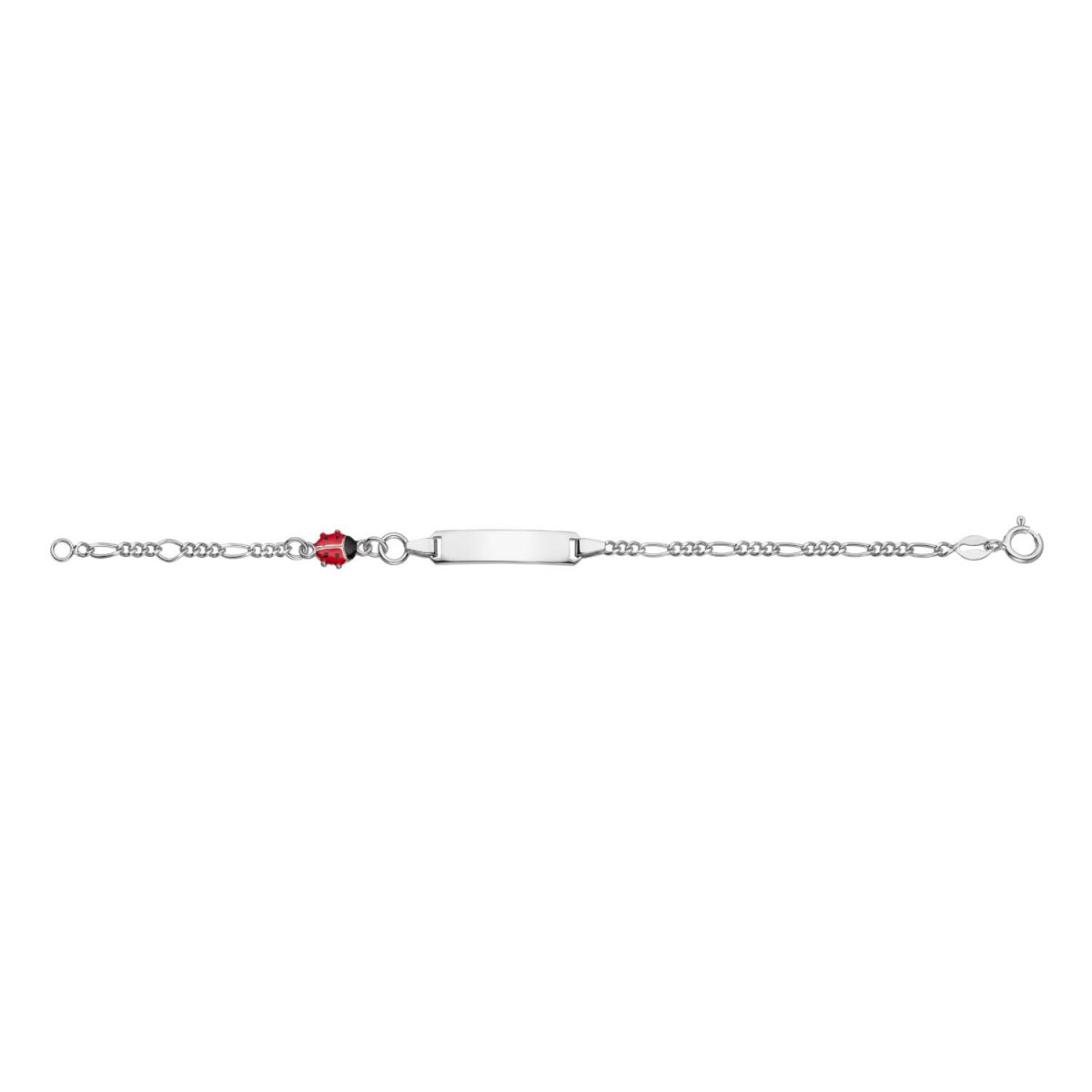 GLOW 104.0509.14 kinder plaatarmband zilver met lieveheersbeestje 25 mm x 5 mm - Lengte 12-14 cm
