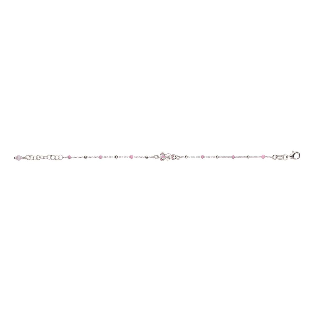 GLOW 104.0529.16 zilveren armband met roze zirconia en konijnhanger 15 mm x 5 mm - Lengte 15 cm