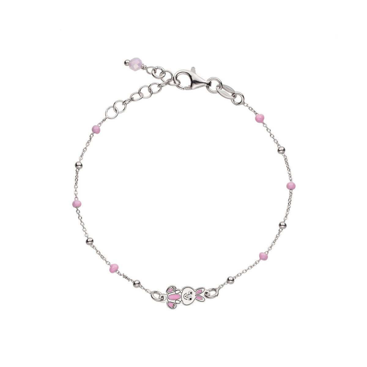 GLOW 104.0529.16 zilveren armband met roze zirconia en konijnhanger 15 mm x 5 mm - Lengte 15 cm