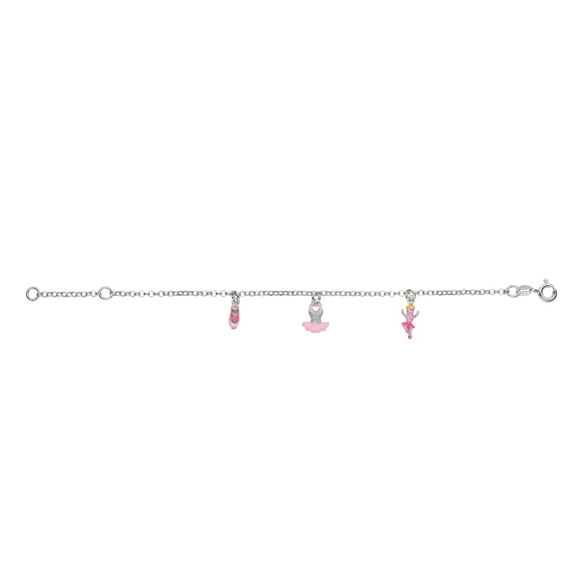 GLOW 104.0580.16 zilveren kinderarmband met hanger balletschoen tutu ballerina 10 mm - Lengte 14-16 cm