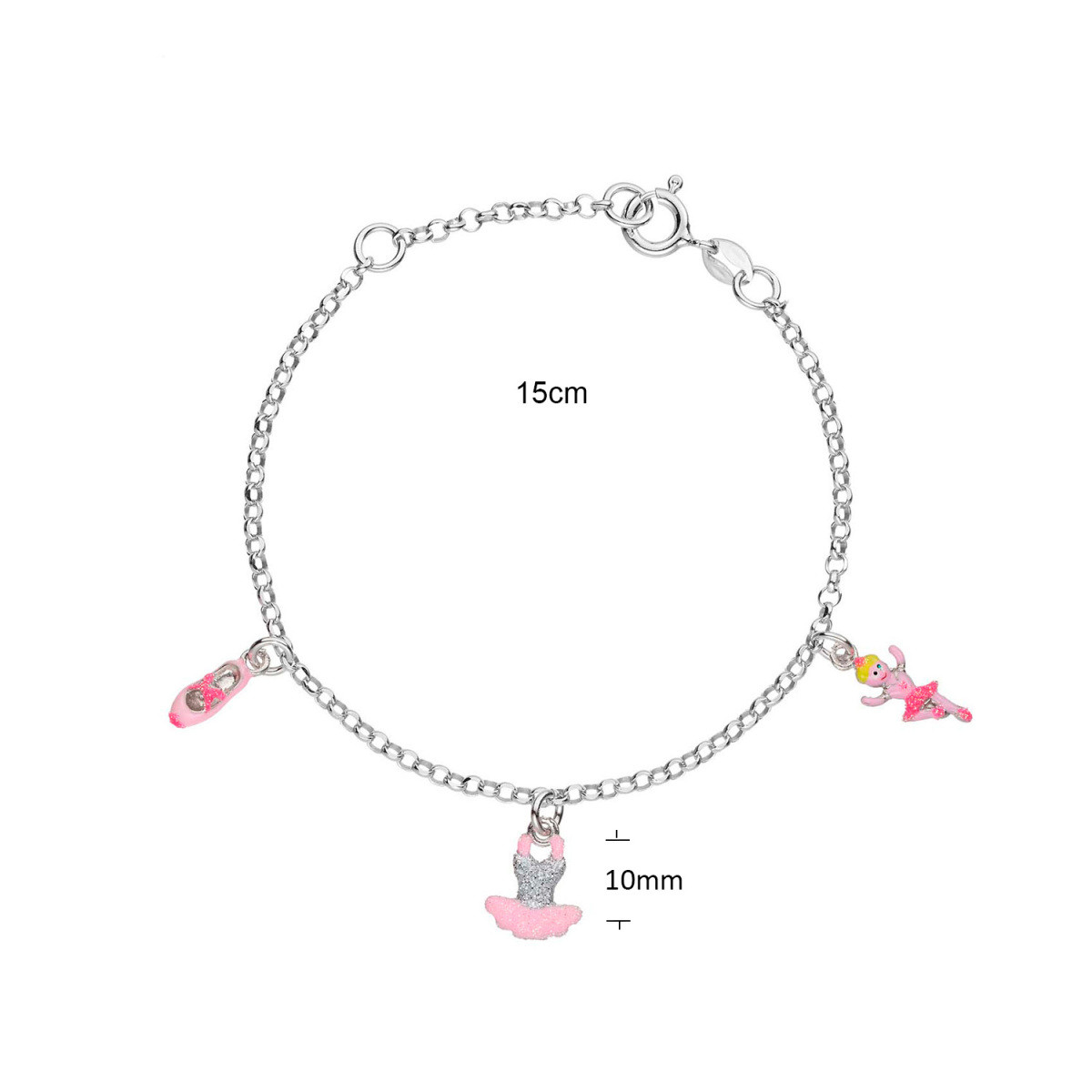 GLOW 104.0580.16 zilveren kinderarmband met hanger balletschoen tutu ballerina 10 mm - Lengte 14-16 cm