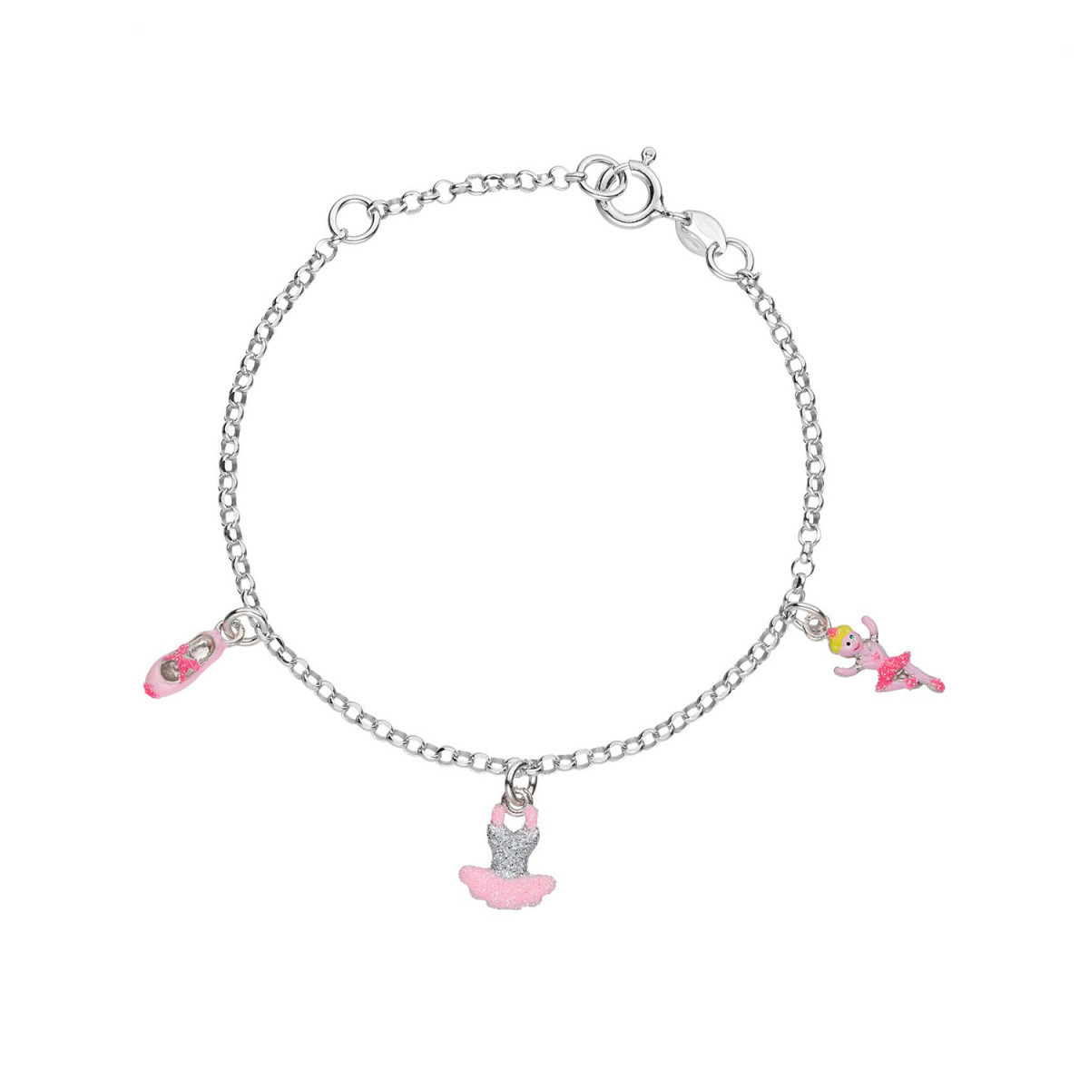 GLOW 104.0580.16 zilveren kinderarmband met hanger balletschoen tutu ballerina 10 mm - Lengte 14-16 cm