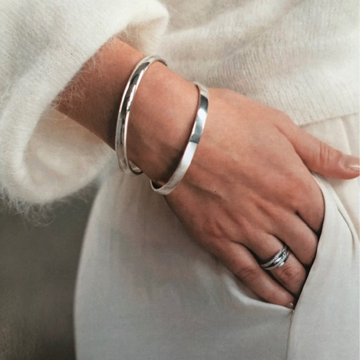 GLOW 104.0662.00 glanzende zilveren bangle 925 zilver 3 mm breed - Diameter 60 mm
