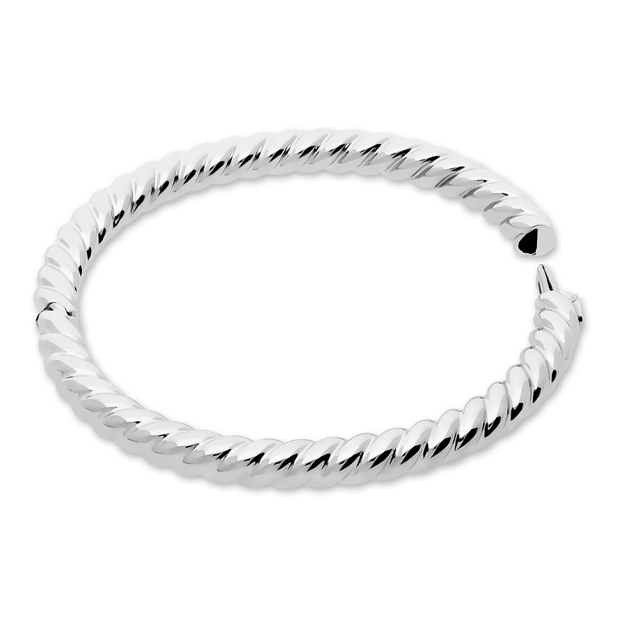 GLOW 104.0790.06 zilveren bangle met gedraaide koordstructuur 6 mm breed - Diameter 60 mm