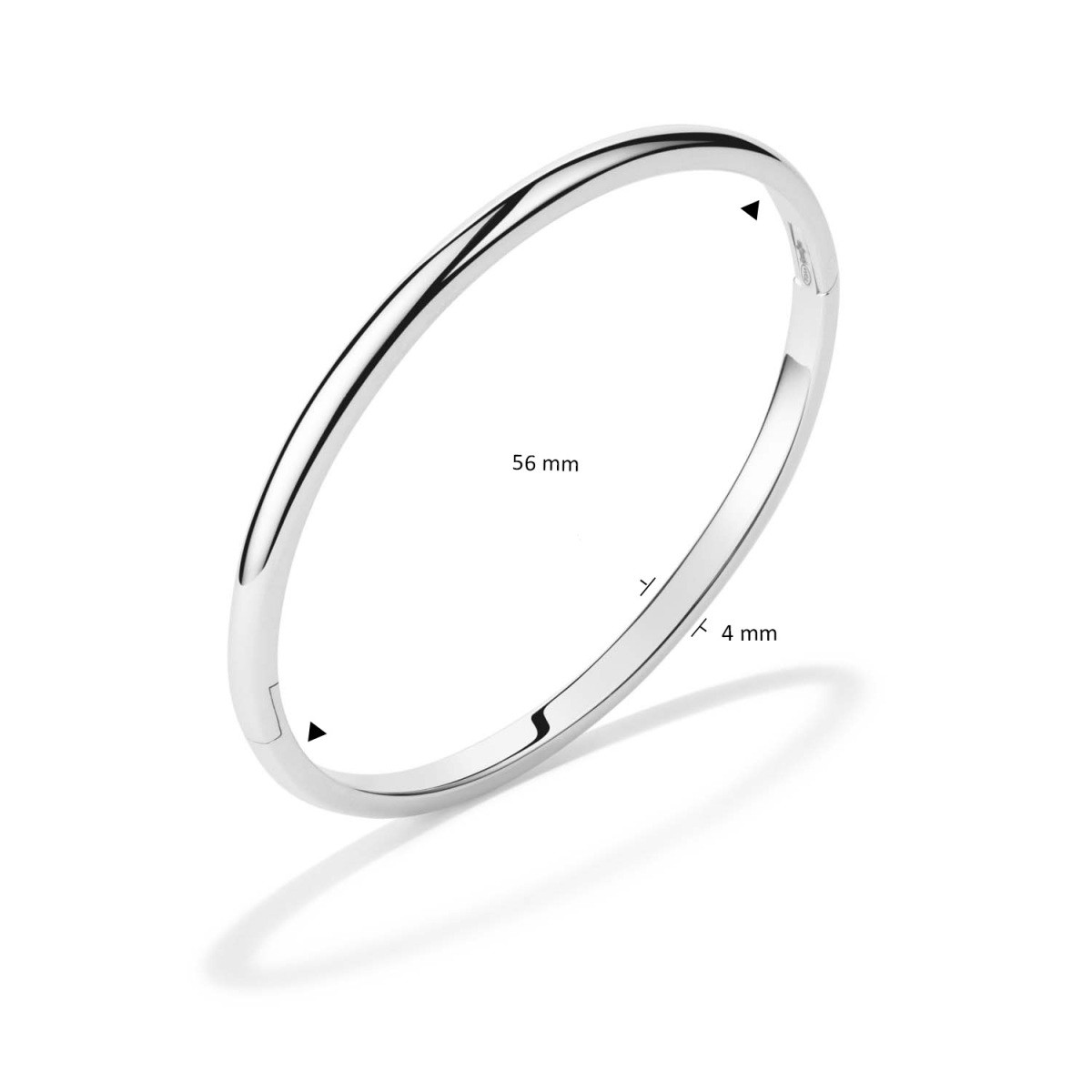 GLOW 104.1154.04 zilveren bangle met glanzend oppervlak 4 mm breed - Diameter 56 mm