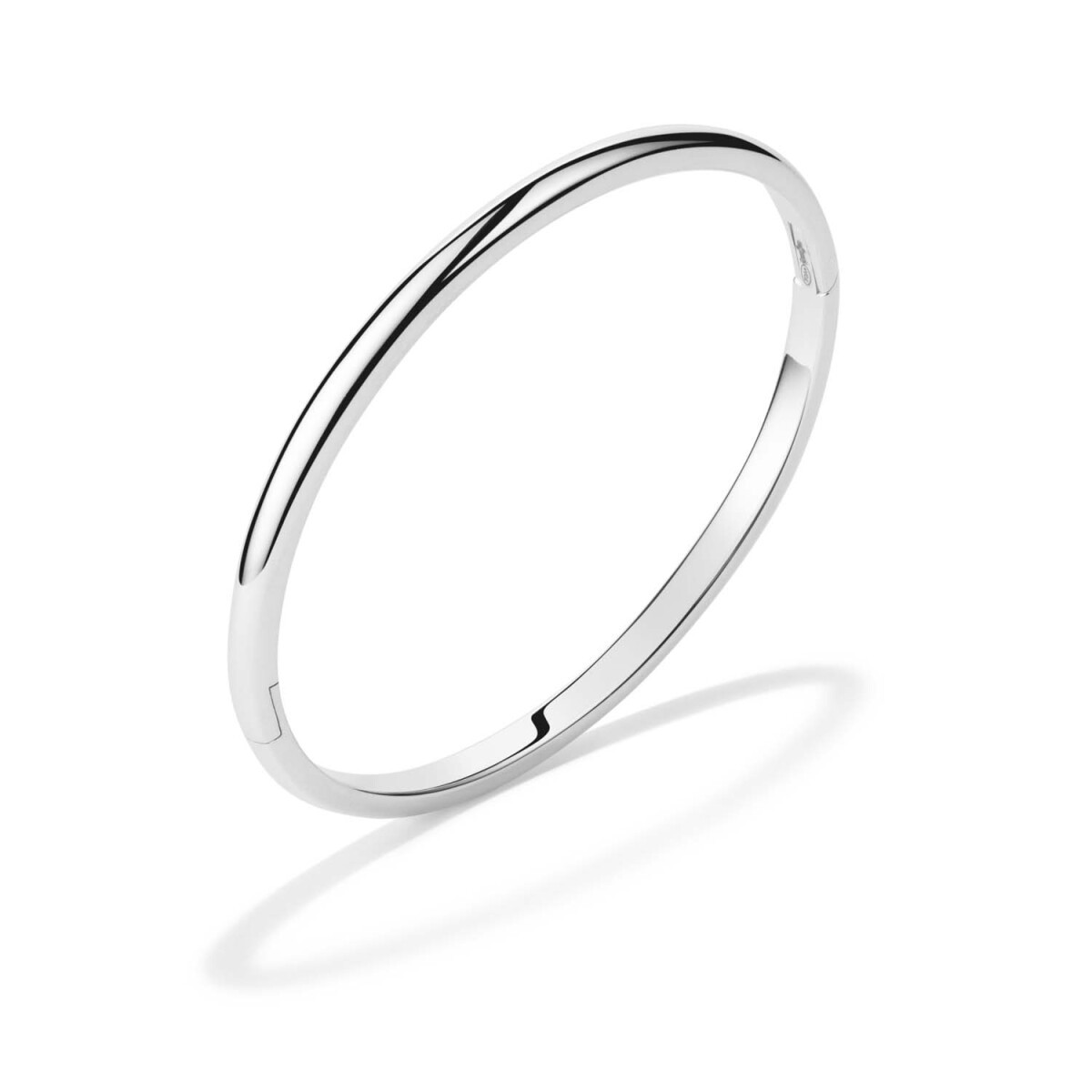 GLOW 104.1154.04 zilveren bangle met glanzend oppervlak 4 mm breed - Diameter 56 mm