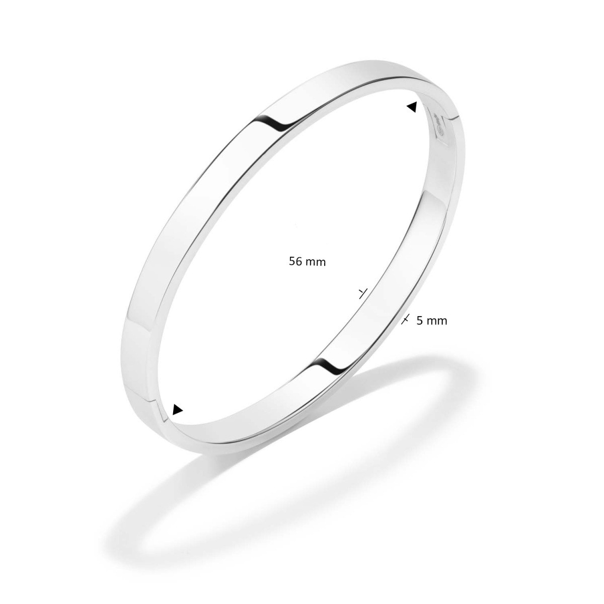GLOW 104.1157.05 zilveren glanzende bangle 5 mm breed - Diameter 56 mm