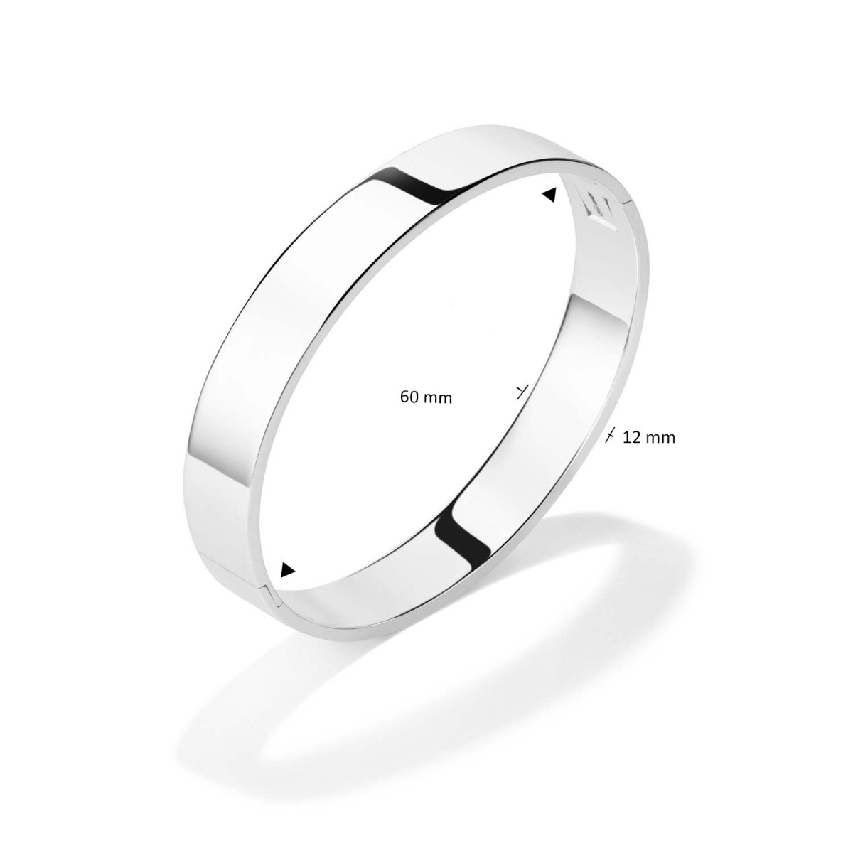 GLOW 104.1158.12 zilveren glanzende bangle 12 mm breed - Diameter 60 mm