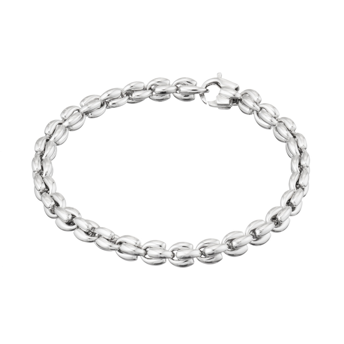 GLOW 104.1457.19 zilveren glanzende schakelarmband met dikke cardano schakels 5 mm breed - Lengte 19 cm
