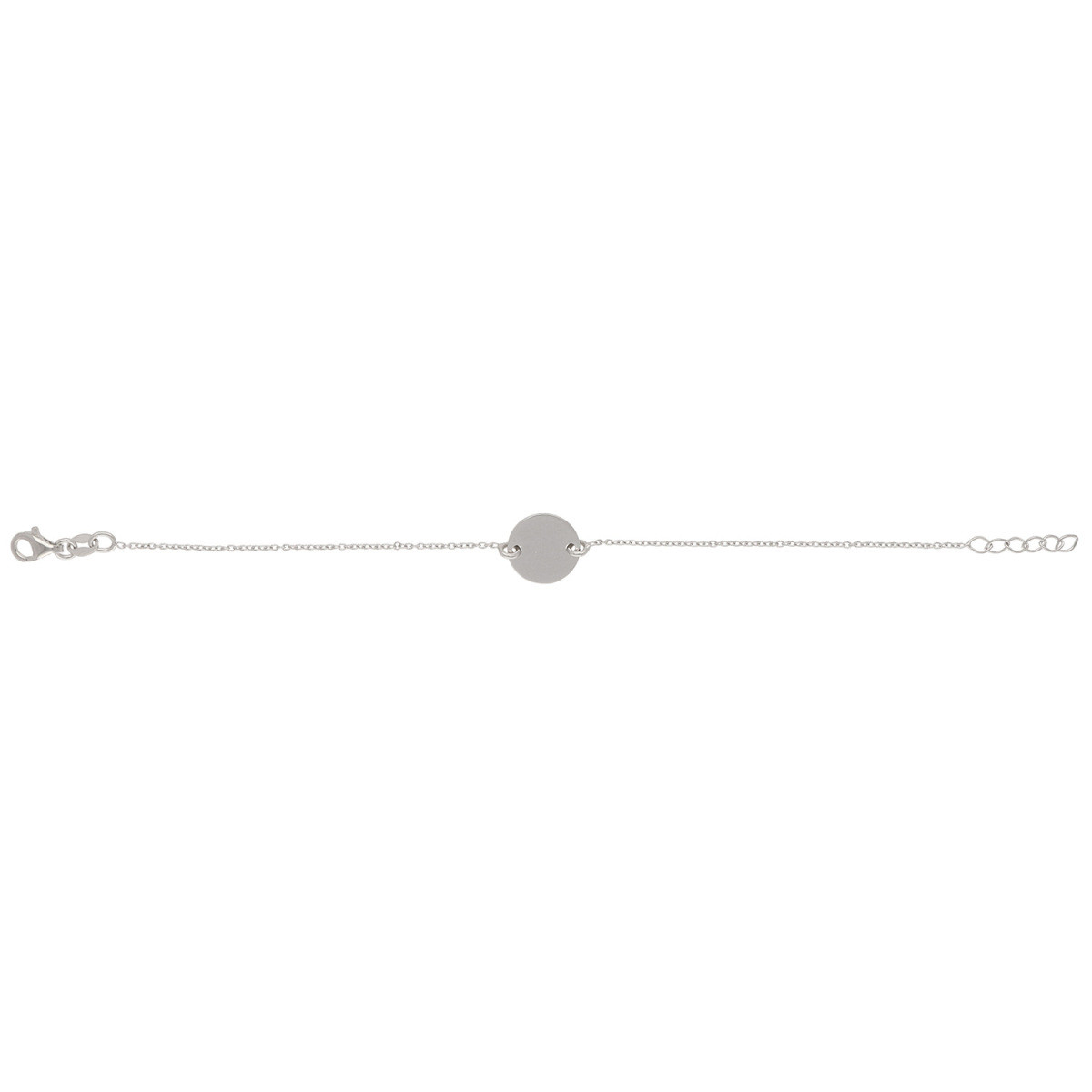 GLOW 104.1556.18 zilveren gerhodineerde armband met ronde hanger en ankerschakel - Diameter 12 mm