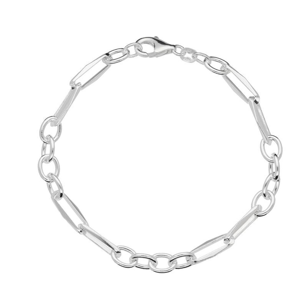 GLOW 104.1832.20 zilveren schakelarmband met ovale en rechthoekige schakels 5 mm breed - Lengte 20 cm