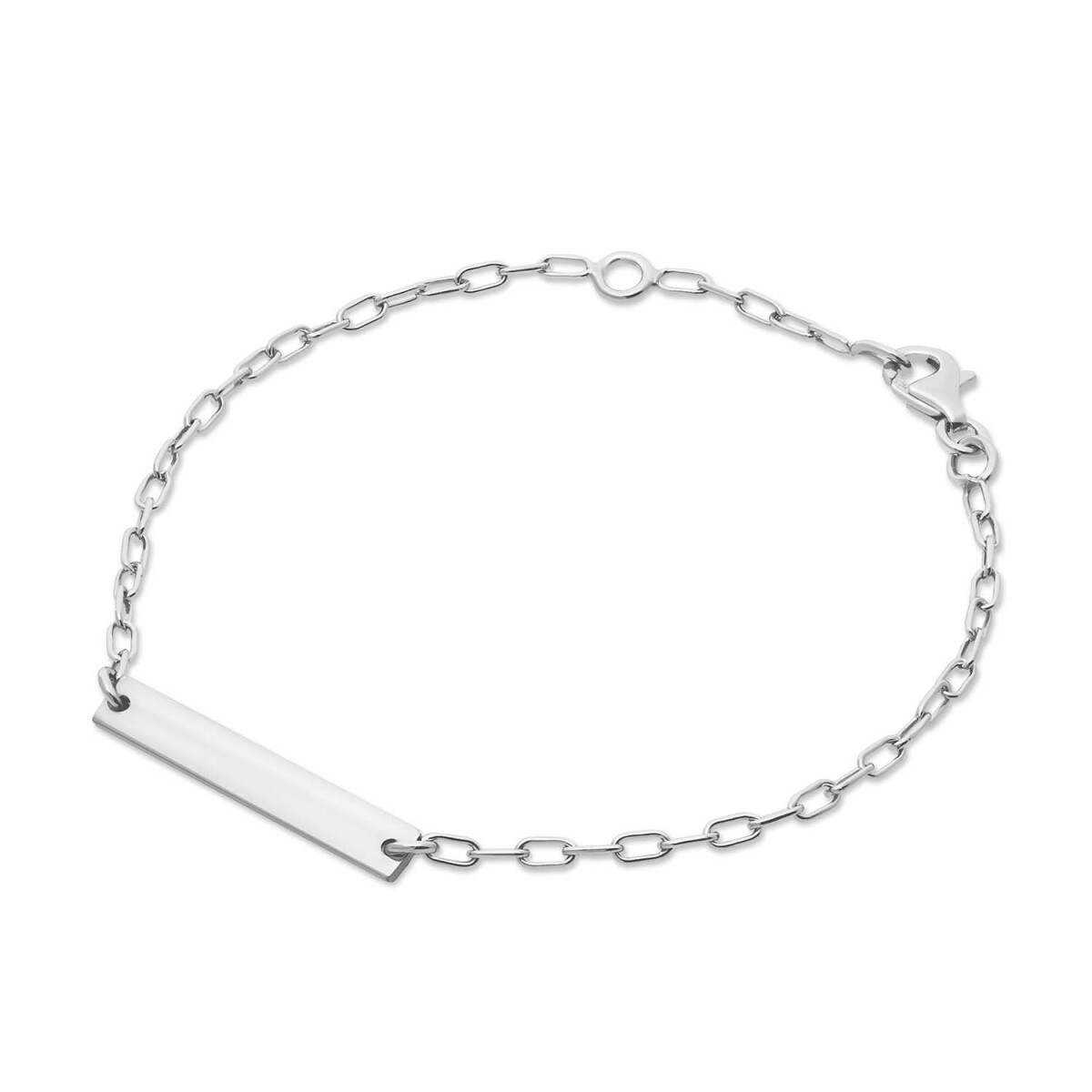 GLOW 104.2378.19 zilveren gepersonaliseerde plaatarmband rechthoekige hanger 25 mm x 4 mm - Lengte 19 cm