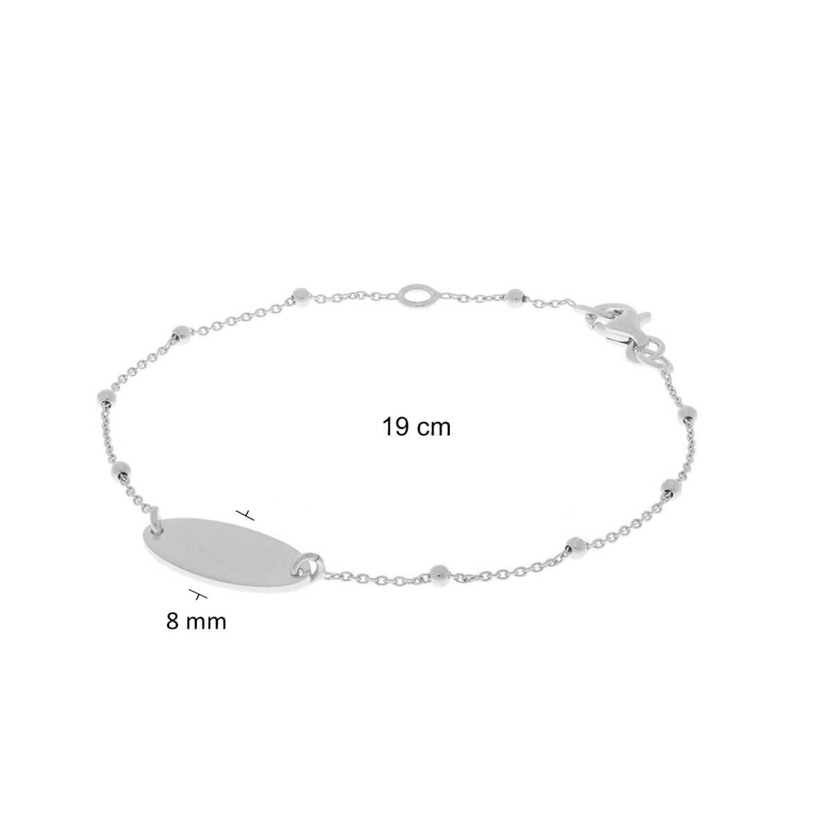 GLOW 104.2383.19 zilveren gerhodineerde plaatarmband met ovale hanger 8 mm - Lengte 19 cm