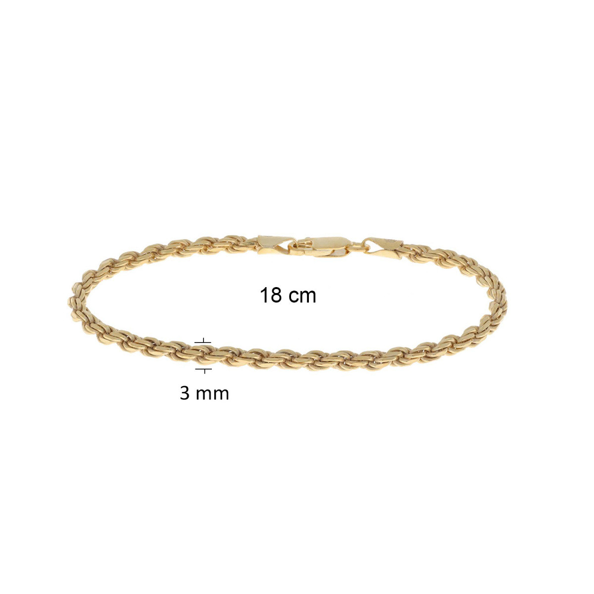 GLOW 104.8102.18 gold plated glanzende koord schakelarmband 3 mm breed - Lengte 18 cm