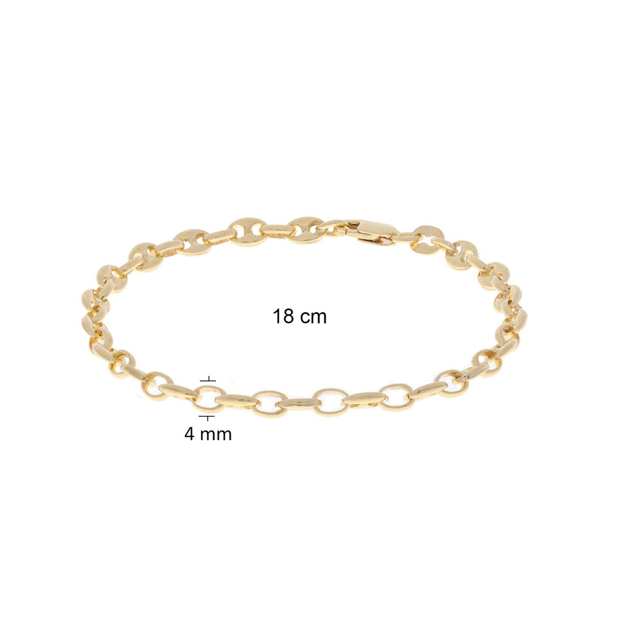 GLOW 104.8108.18 goudkleurige schakelarmband met ankerschakel glanzend 4 mm breed - Lengte 18 cm