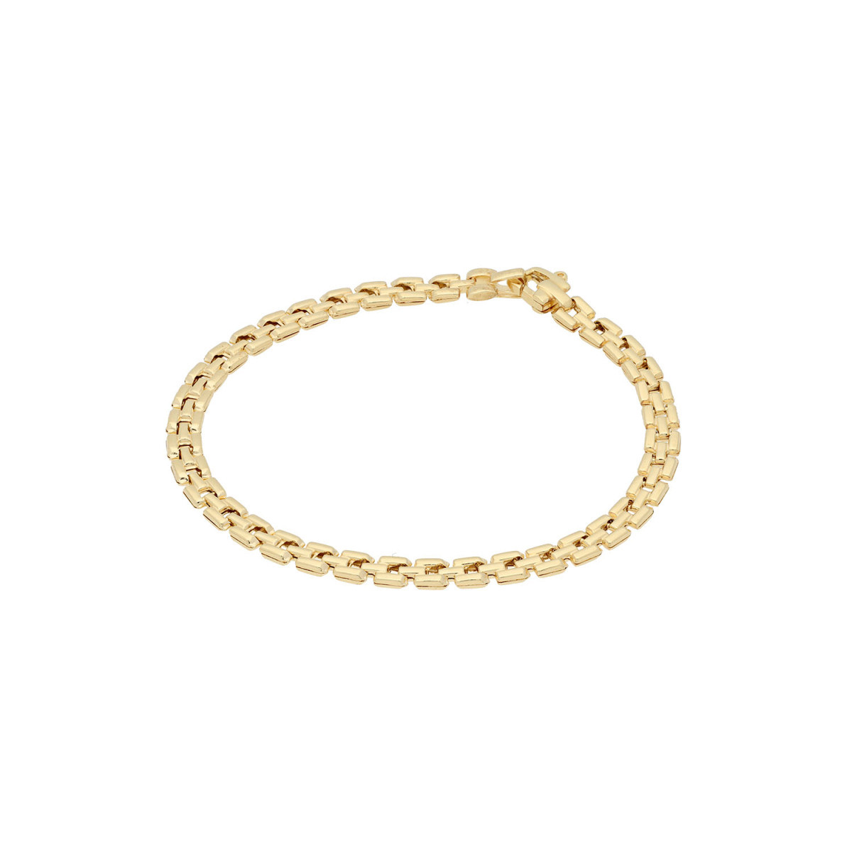 GLOW 104.8330.18 goudkleurige schakelarmband vierkante schakels glanzend 4 mm breed - Lengte 19 cm