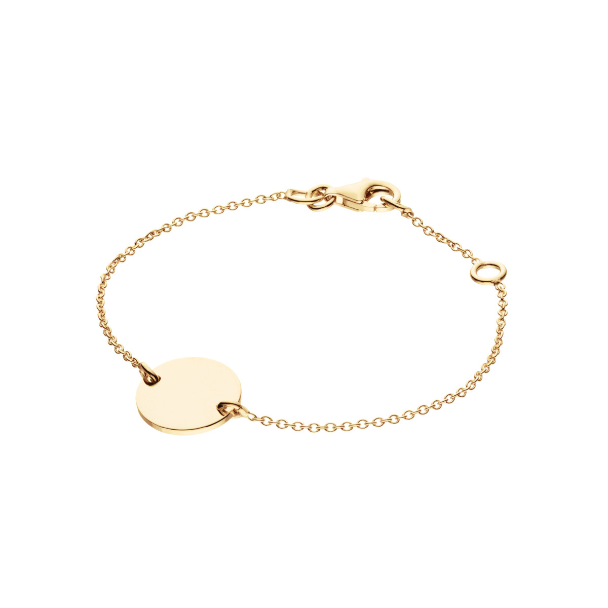 GLOW 104.8370.15 gold plated armband met persoonlijke ronde hanger 12 mm - Lengte 15 cm
